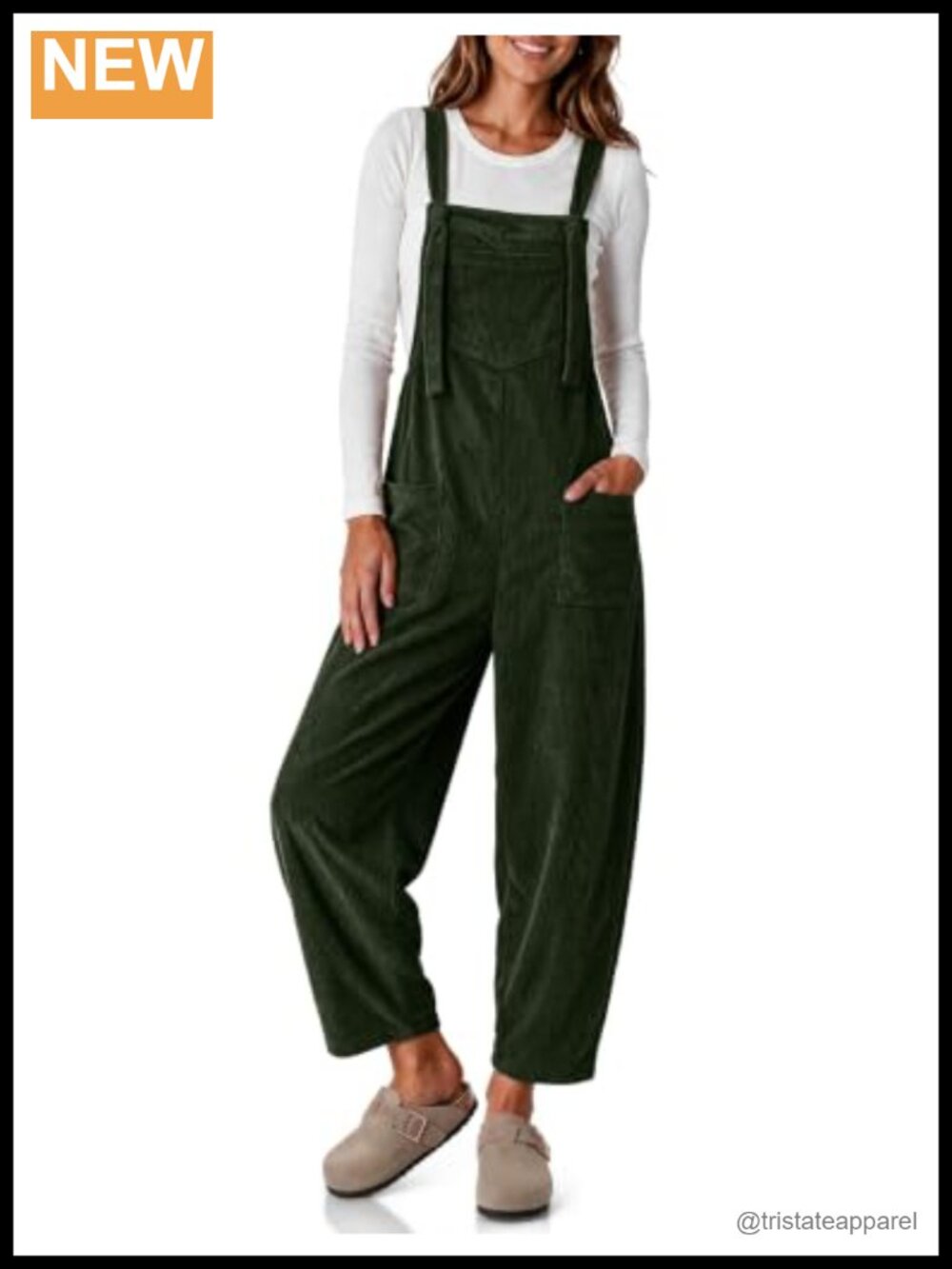 Corduroy Overalls Loose Fit Adjustable Straps Ankle Length Jumpsuit